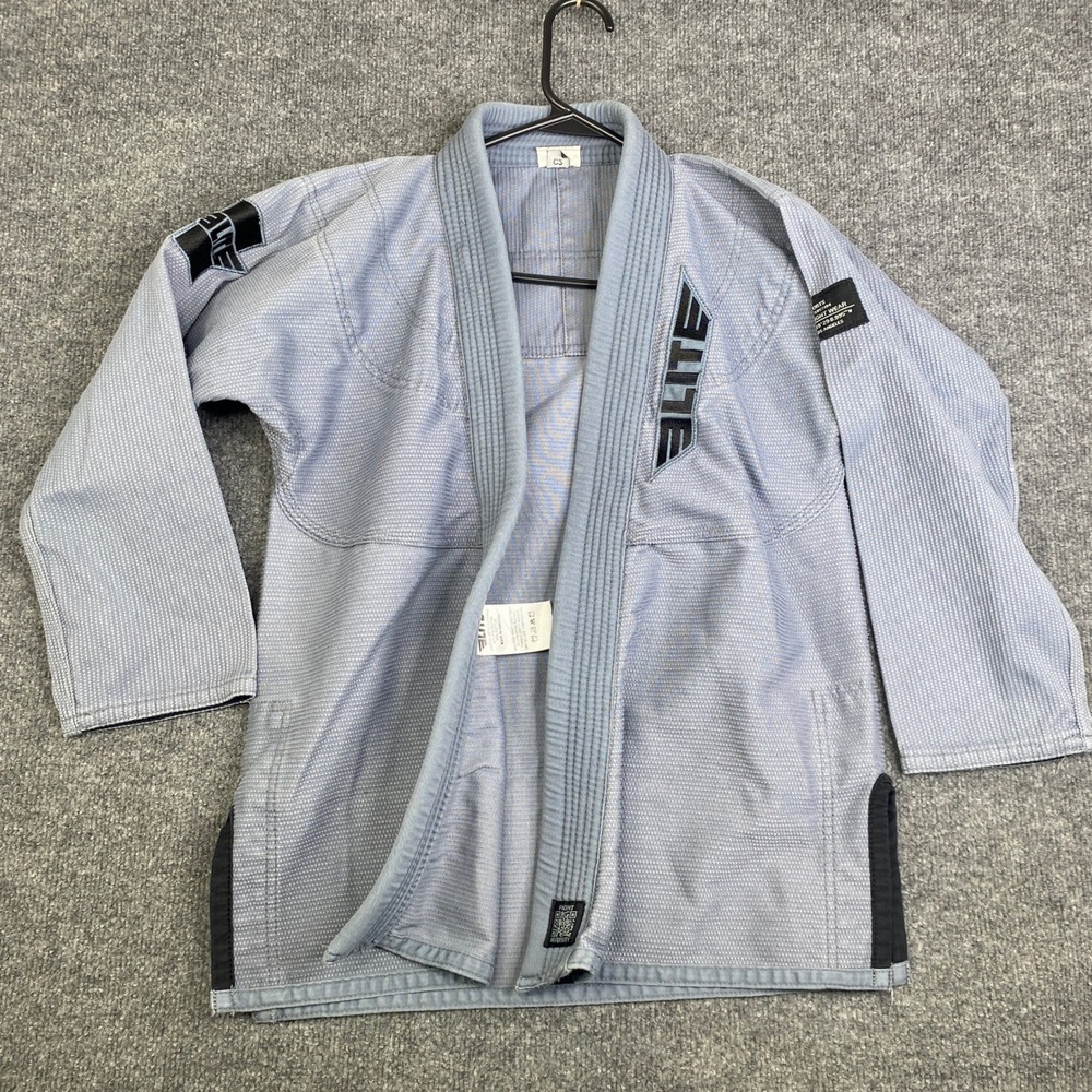 Elite Sports Kids BJJ Gi Jacket Light Blue Gray Martial Arts Uniform Size C2